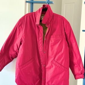VTG LL BEAN Women’s Chore Barn Jacket Quilted Goose Down 80s’ Sz.M Red Lined